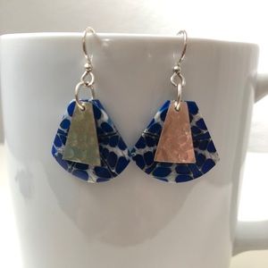 Silver and Blue Stone Earrings